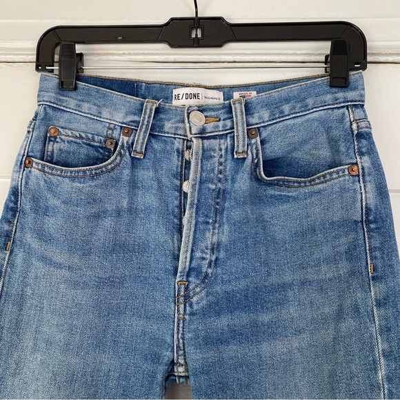 Redone Originals High Rise Ankle Crop Jeans in Comfort Stretch Denim - Picture 5 of 7